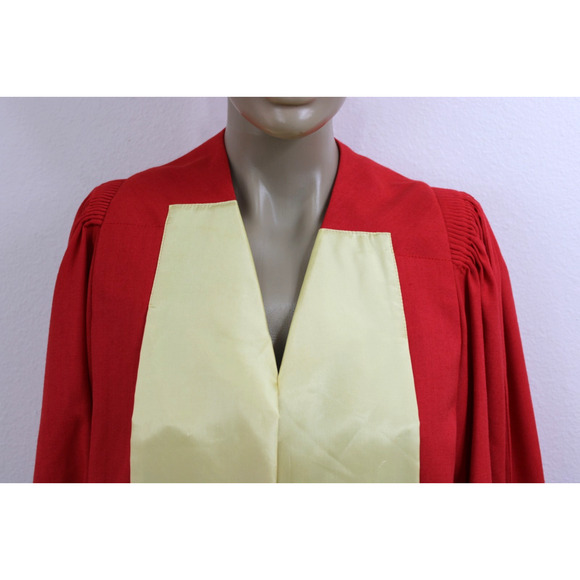 Vintage J. Wippell & Co Red & Gold Graduation Academic Robe Gown 52" England - Picture 3 of 12